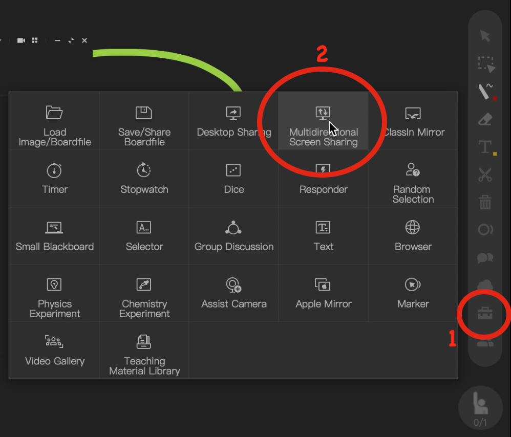 On Mac: Select "multidirectional screen sharing"